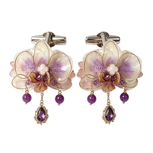 Purple Orchid Amethyst Drop Cufflinks