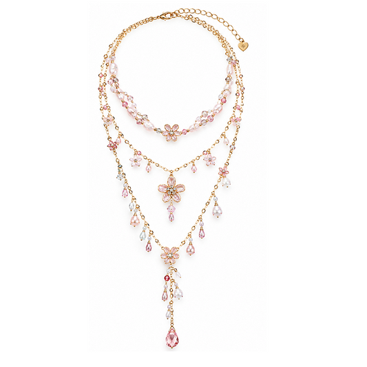 Sakura Pink Floral Layered Necklace