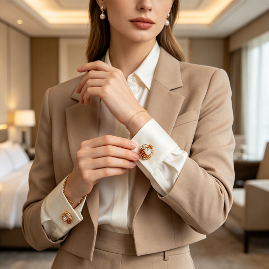 Botanical Shell & Pearl Gold-Tone Cufflinks